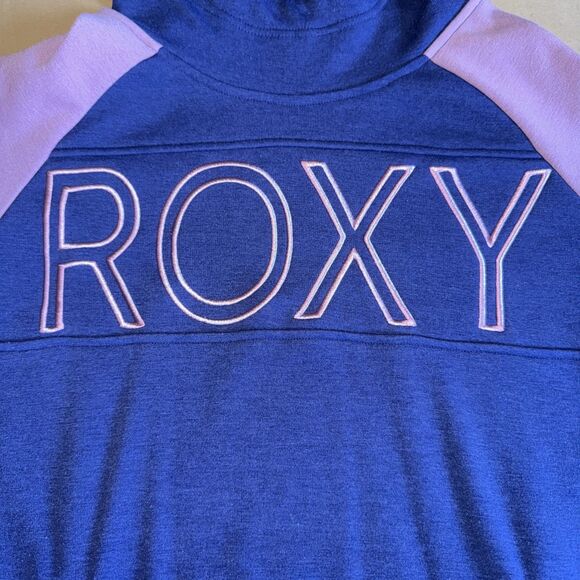 Roxy Liberty Hoodie Pullover Zip Pockets Missing Strings Small Navy/Purple - Picture 2 of 9